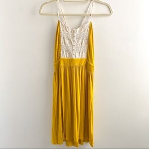 UO Kimchi Blue Yellow Lace Front Mini Dress